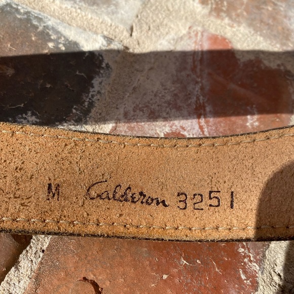 Calderon brown leather belt with rustic brass hook closure main image 6